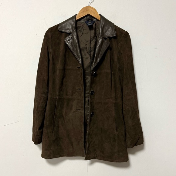 Brooks Brothers Brown Suede Jacket Womens Large Leather Coat Old Money Preppy - Picture 7 of 7